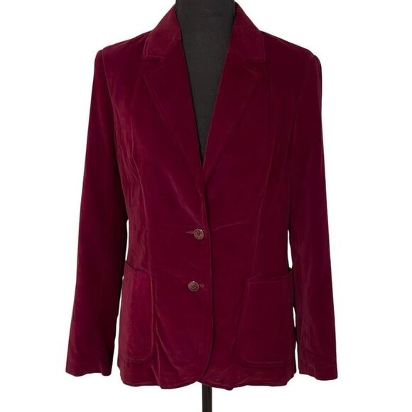 Personal Jackets & Blazers - Personal Vintage Ladies Burgundy Velvet/Velour Double Button Front